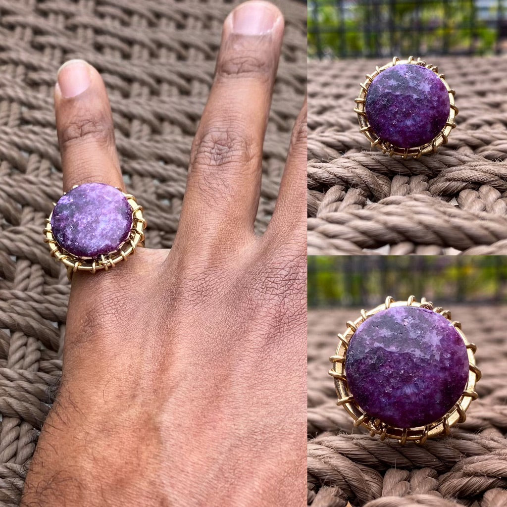 BRONZE+LEPIDOLITE RING