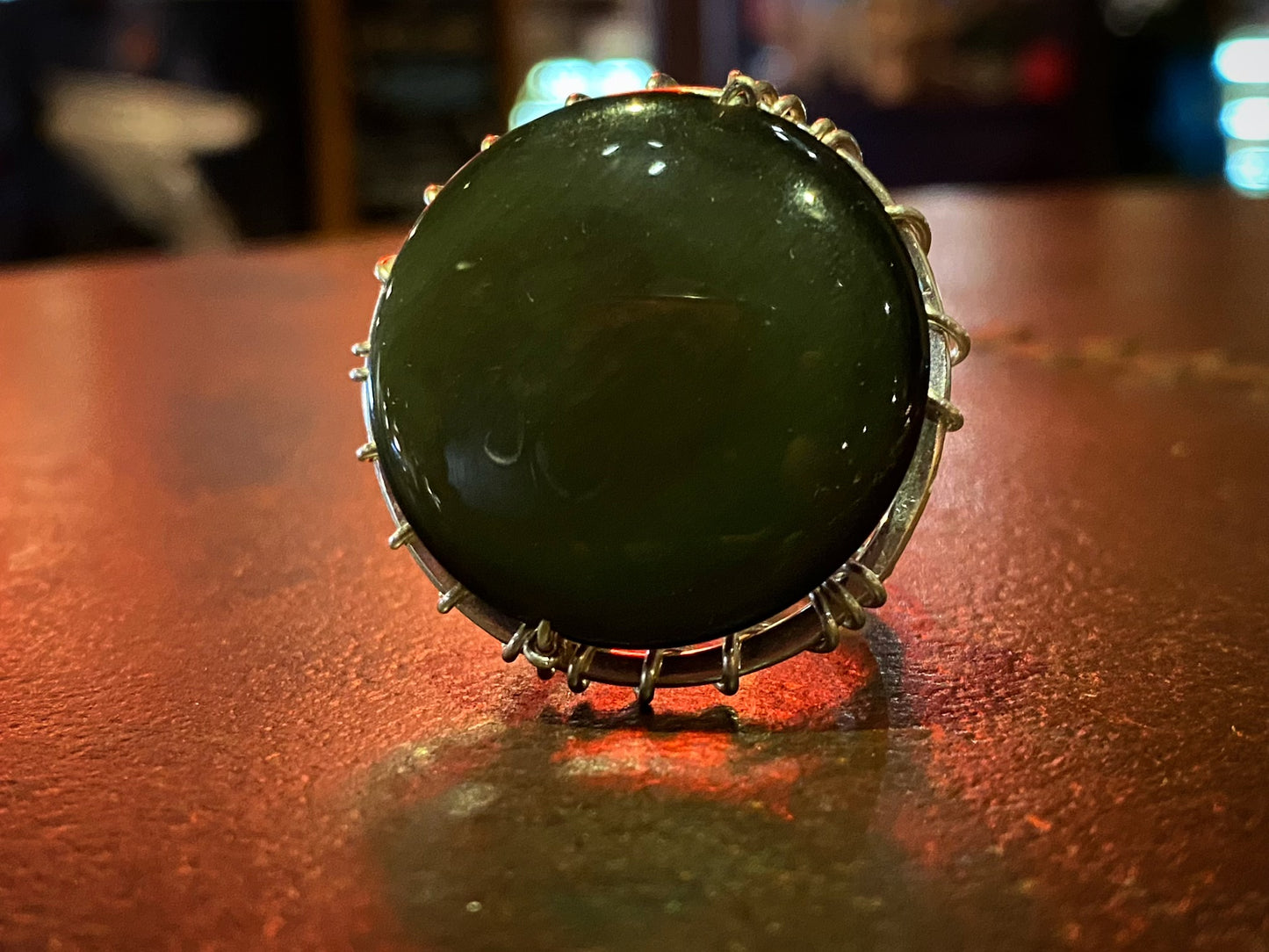 SILVER+RAINBOW OBSIDIAN RING