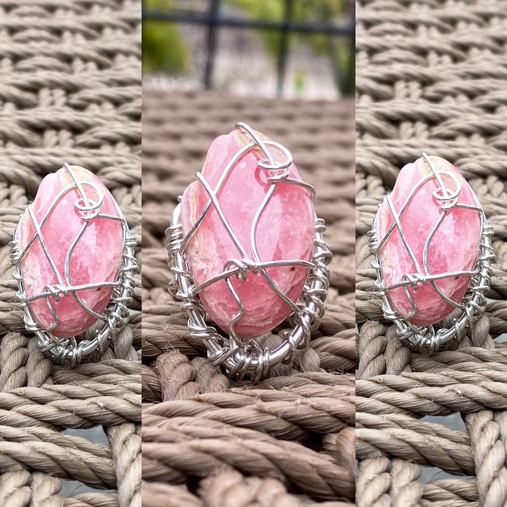 LOVELY SILVER+RHODOCHROSITE RING