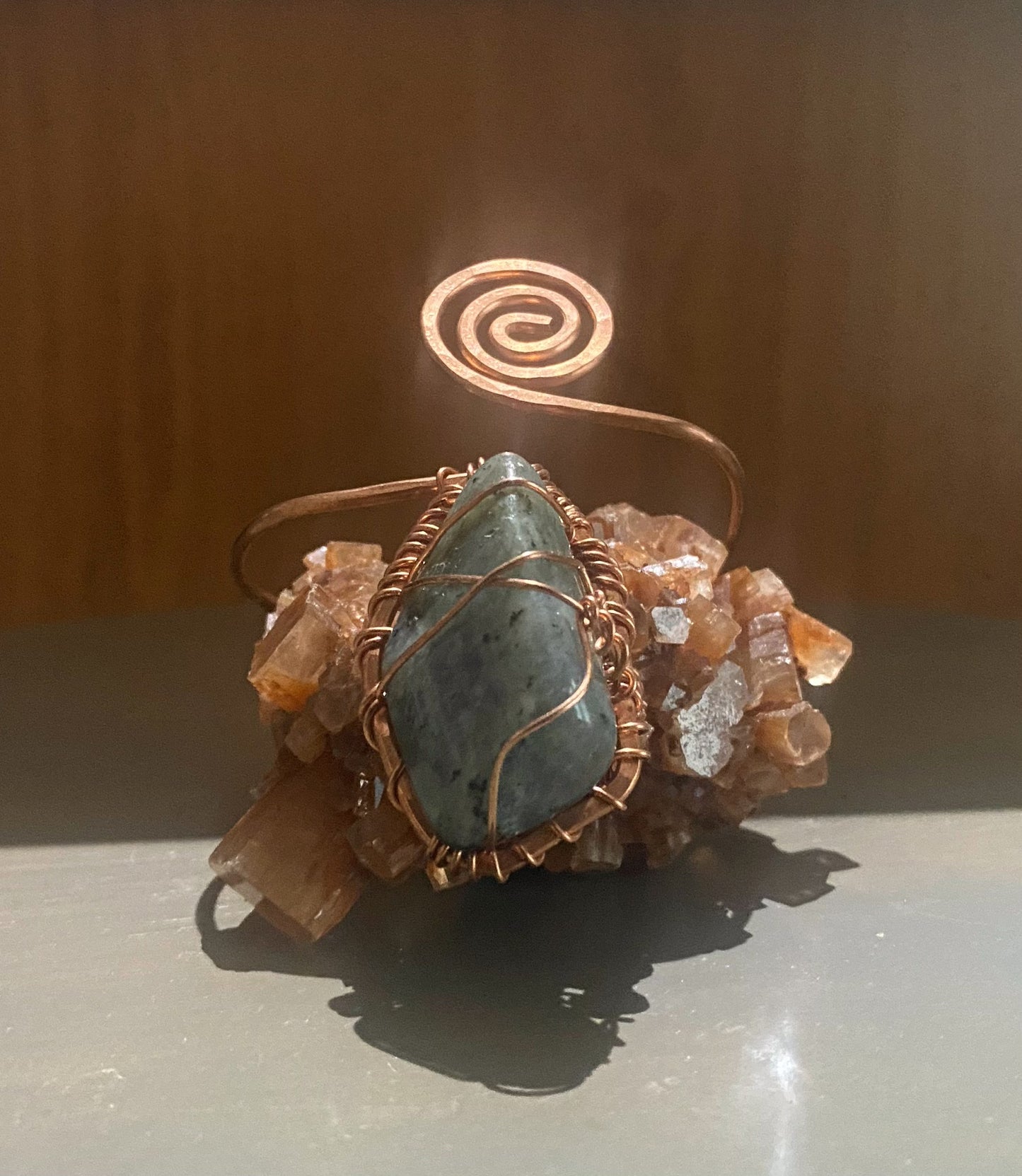 COPPER+LABRADORITE SWIRL WRAP BRACELET