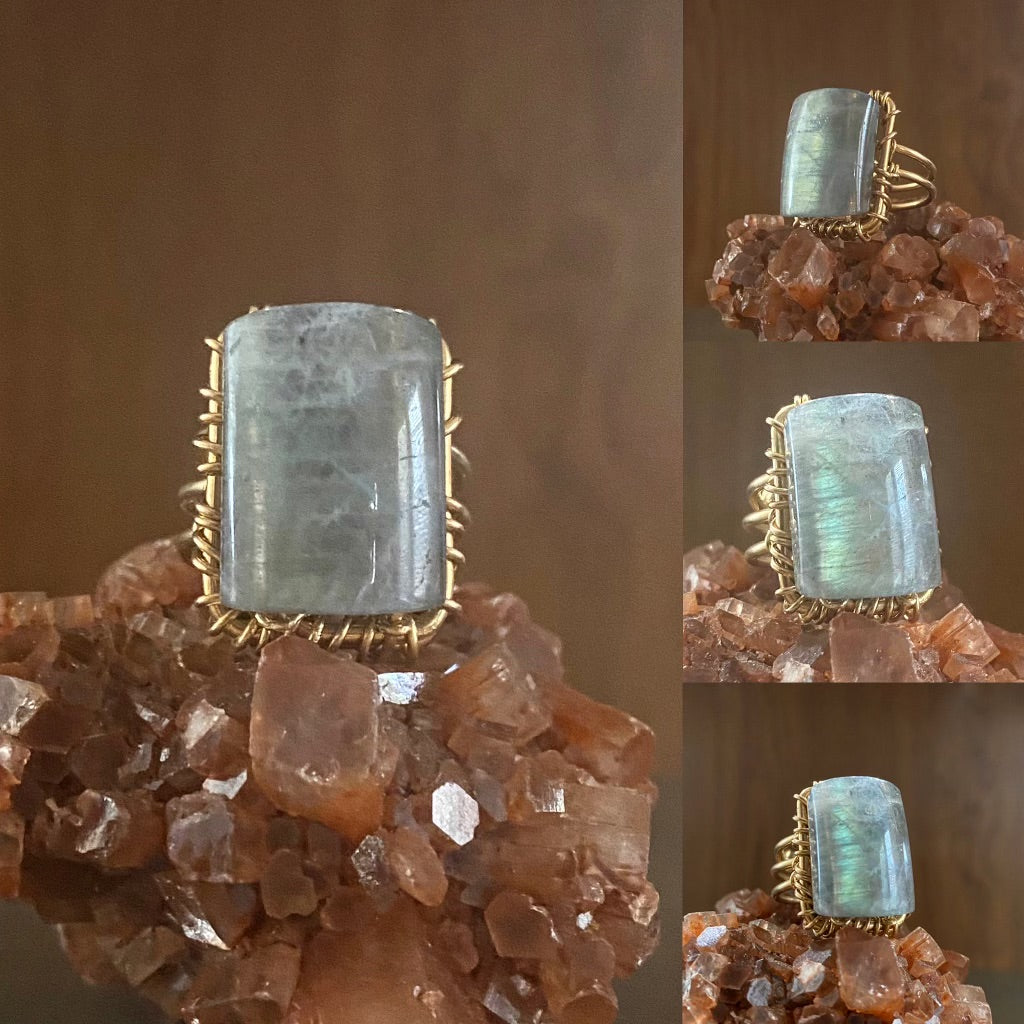 BRONZE+LABRADORITE RING