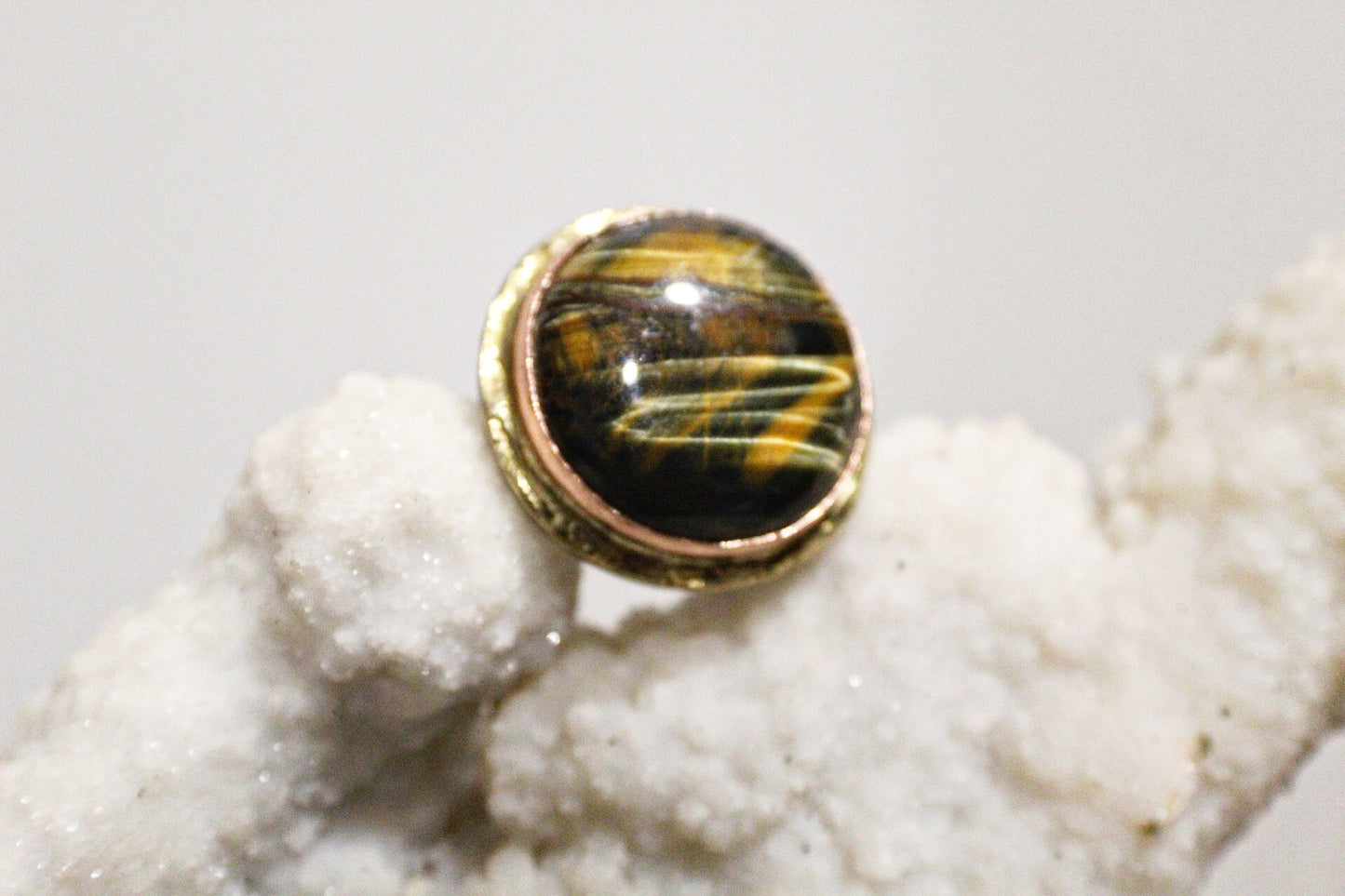 BRASS+COPPER+ JEWELRY GRADE STEEL+TIGERS EYE RING