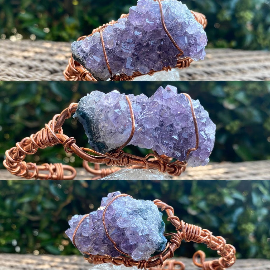 COPPER+RAW AMETHYST CUFF BRACELET