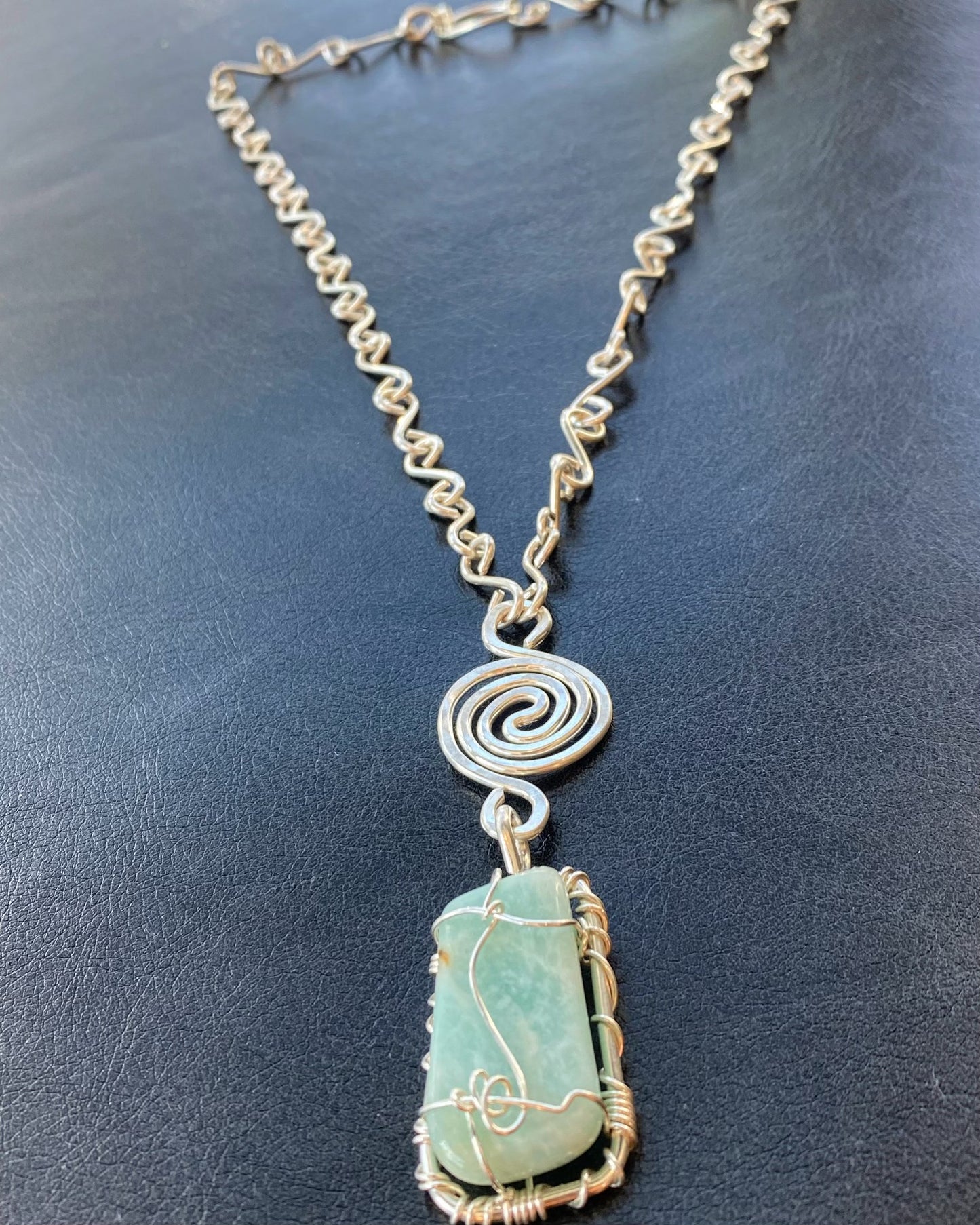 SILVER+AMAZONITE SOL VORTEX S-LINK NECKLACE