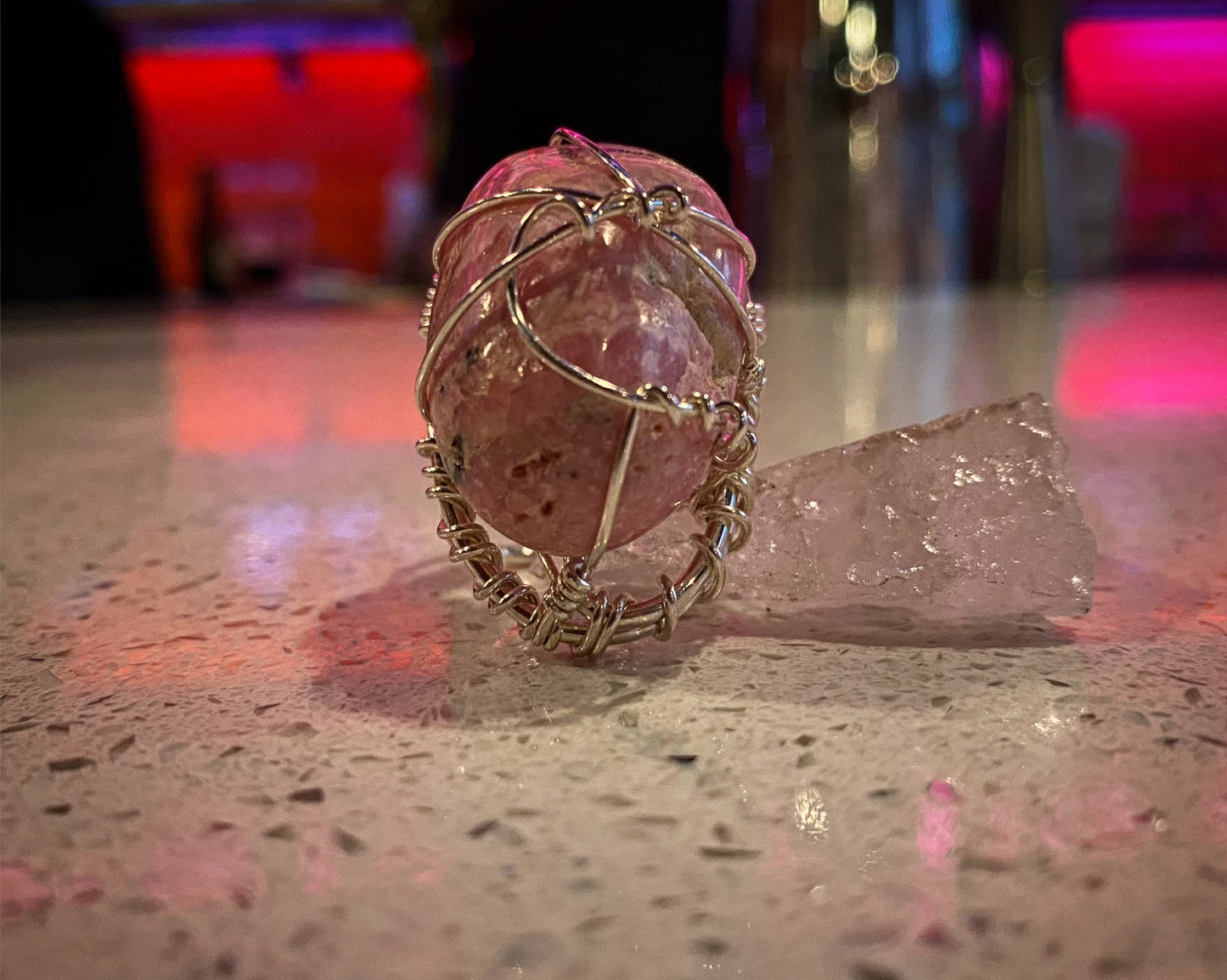 EXQUISITE SILVER+RHODOCHROSITE RING