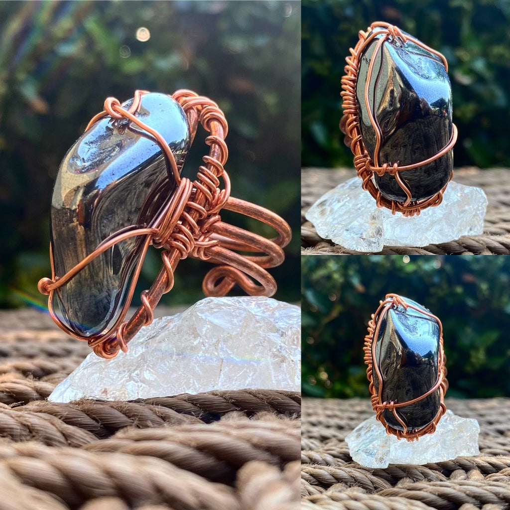 COPPER+HEMATITE RING