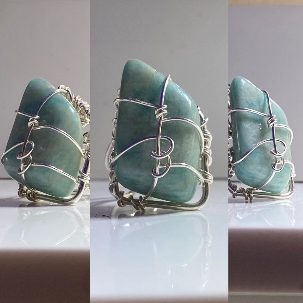 SILVER+AMAZONITE RING