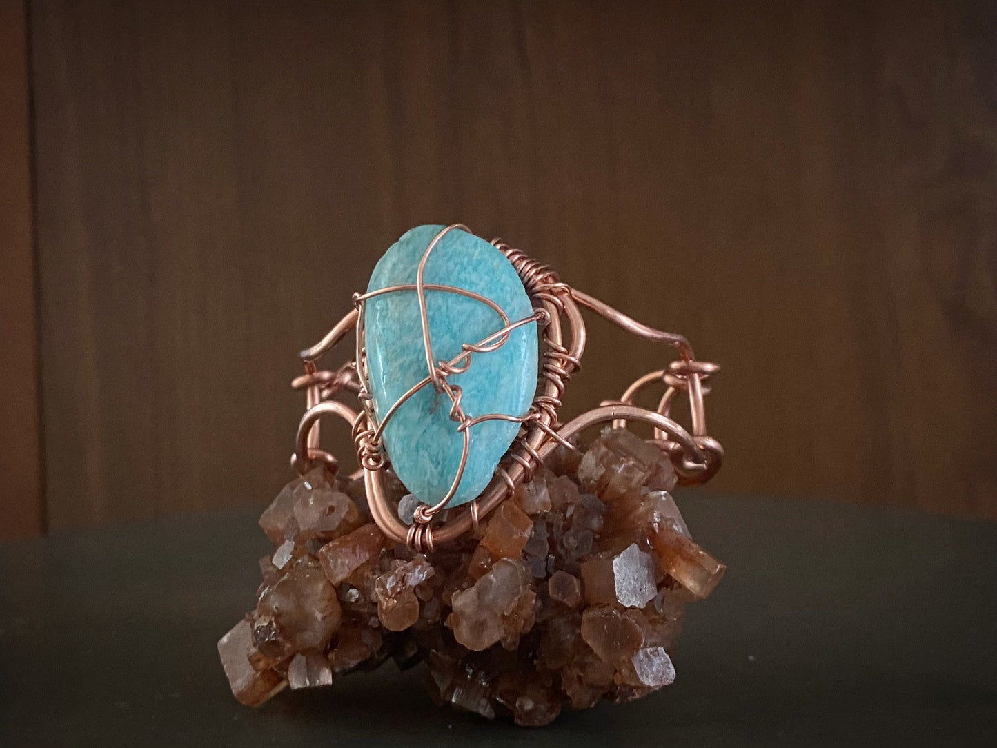 COPPER+AMAZONITE CUFF BRACELET