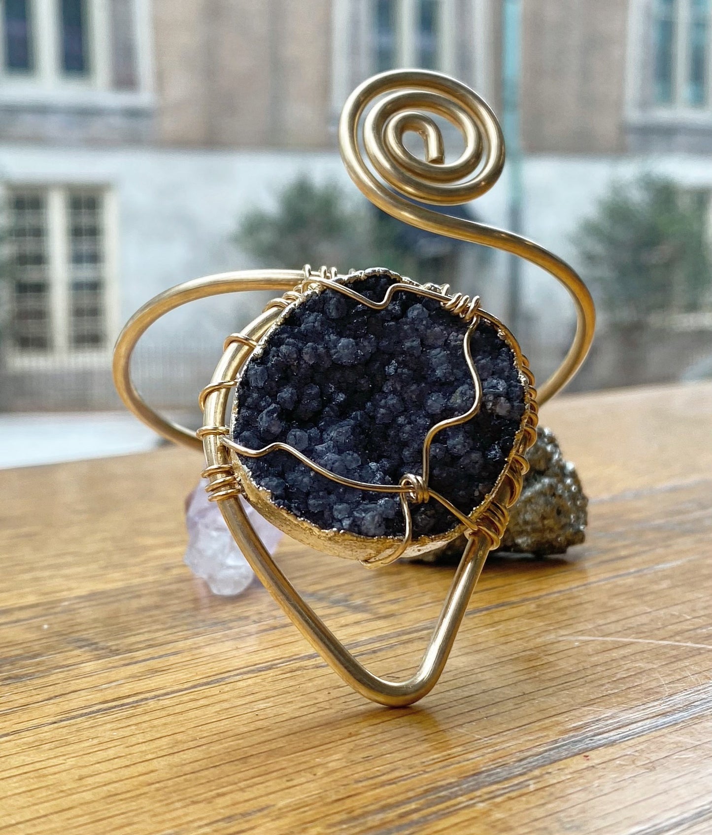 BRONZE+AMETHYST DRUZY WRAP BRACELET
