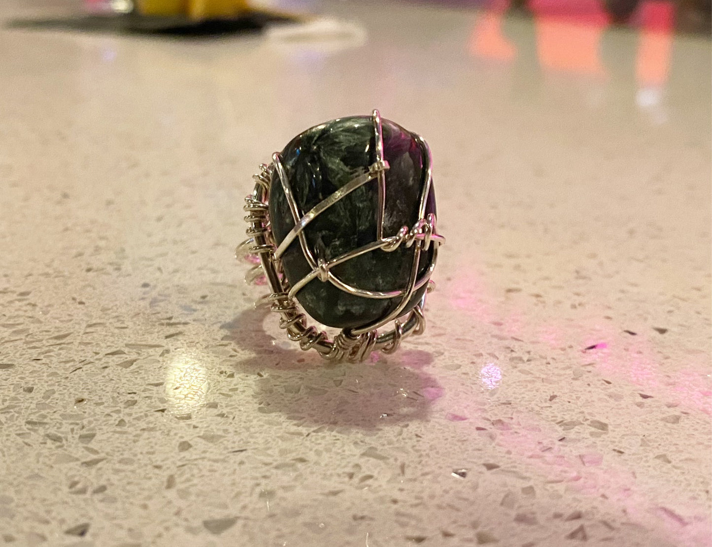 SILVER+SEREPHENITE RING