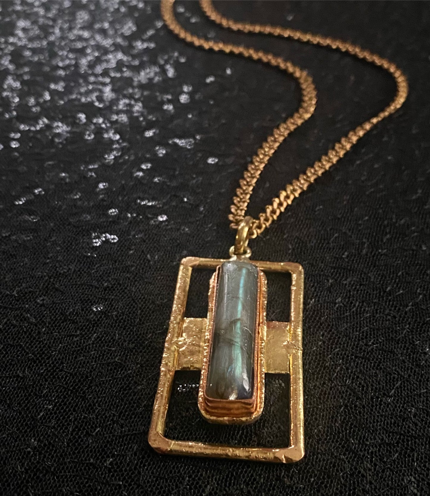 BRASS+BRONZE+ LABRADORITE NECKLACE