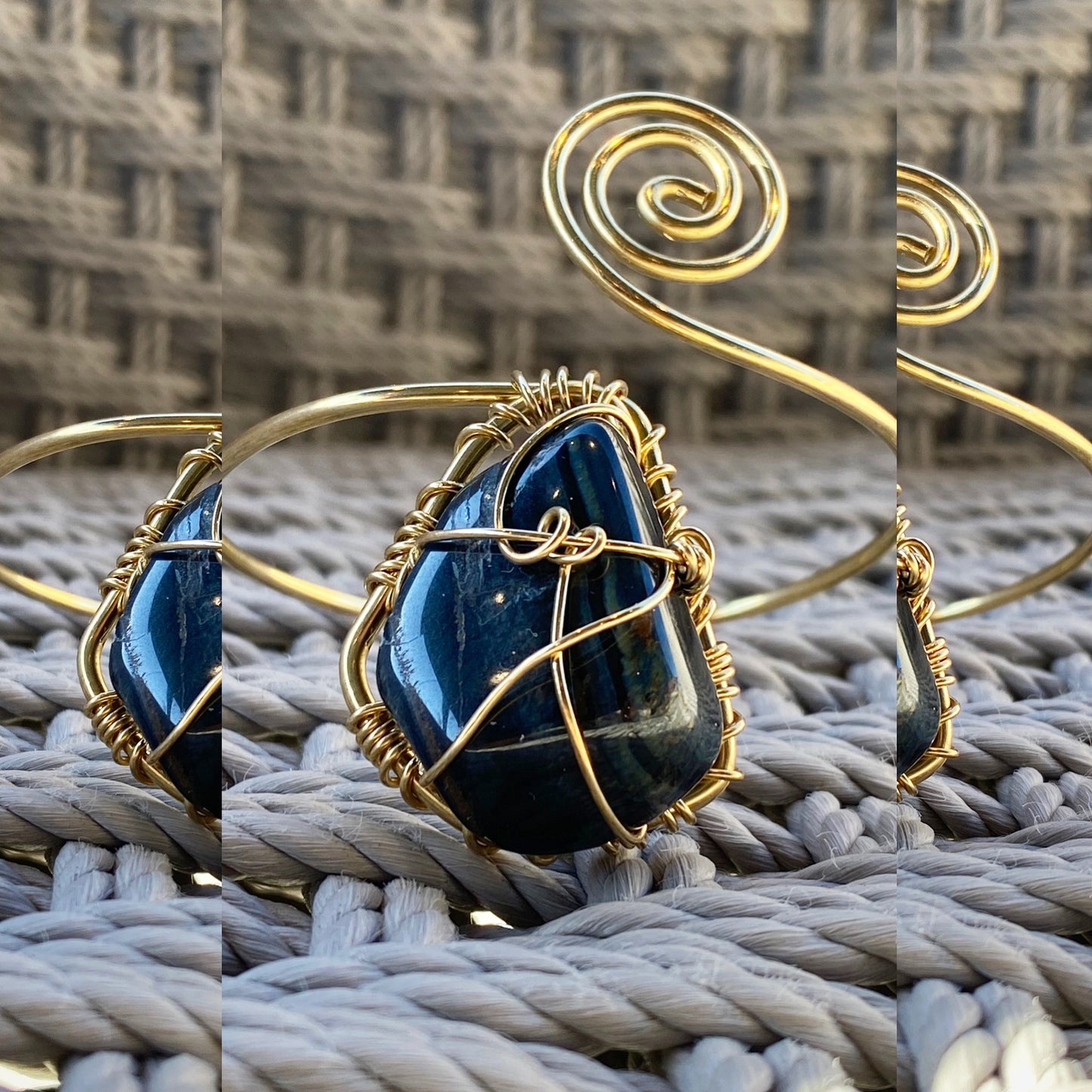 BRONZE+BLUE TIGERS EYE SOL VORTEX WRAP BRACELET