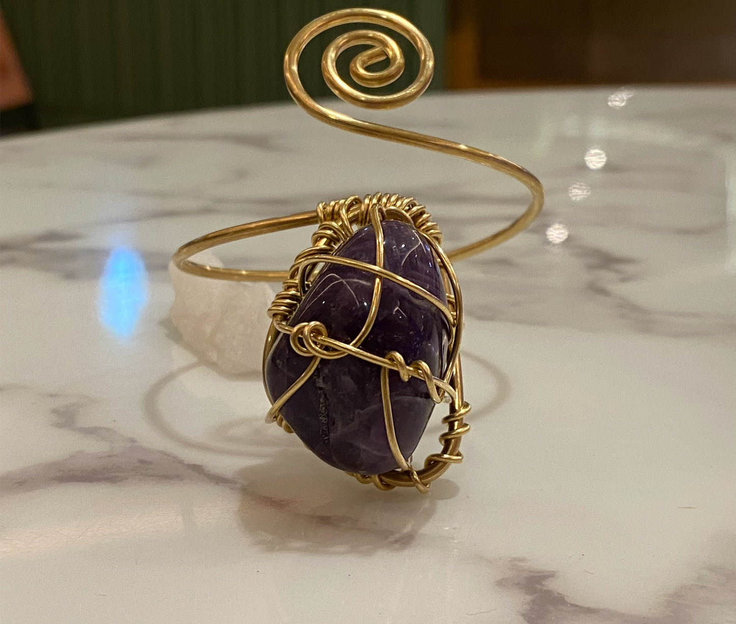 BRONZE+AMETHYST SWIRL WRAP BRACELET