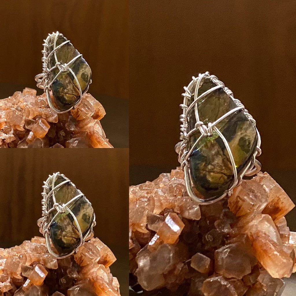 SILVER+OPAL AMMOLITE RING