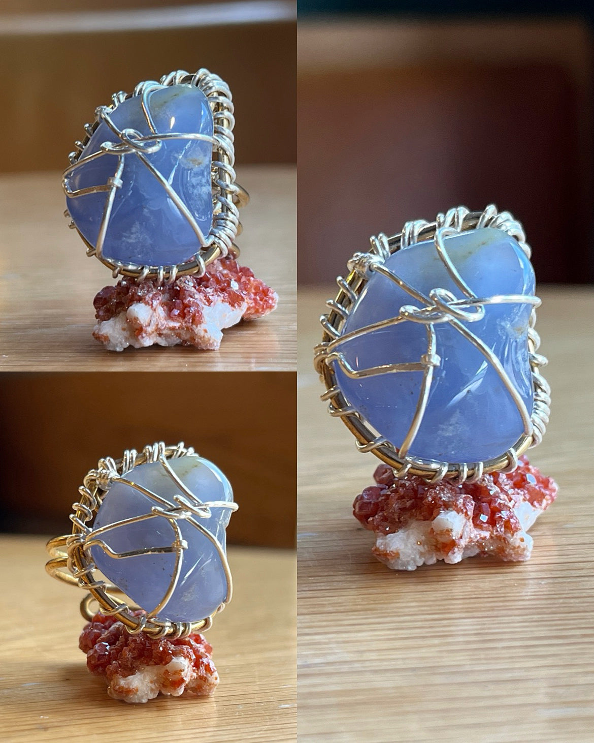 CHALCEDONY RING IN BRONZE+SILVER