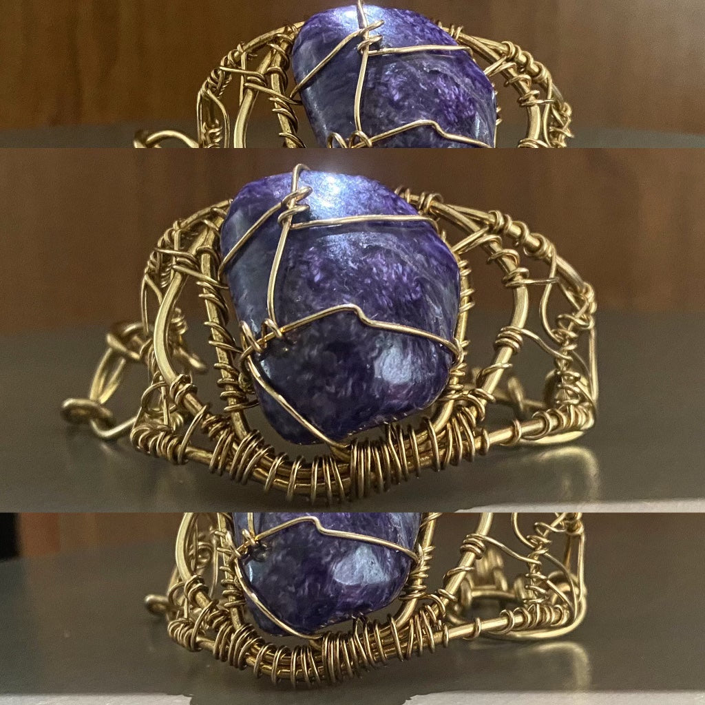 “THE PURPLE PERFECTIONIST” BRONZE+CHAROITE CUFF BRACELET