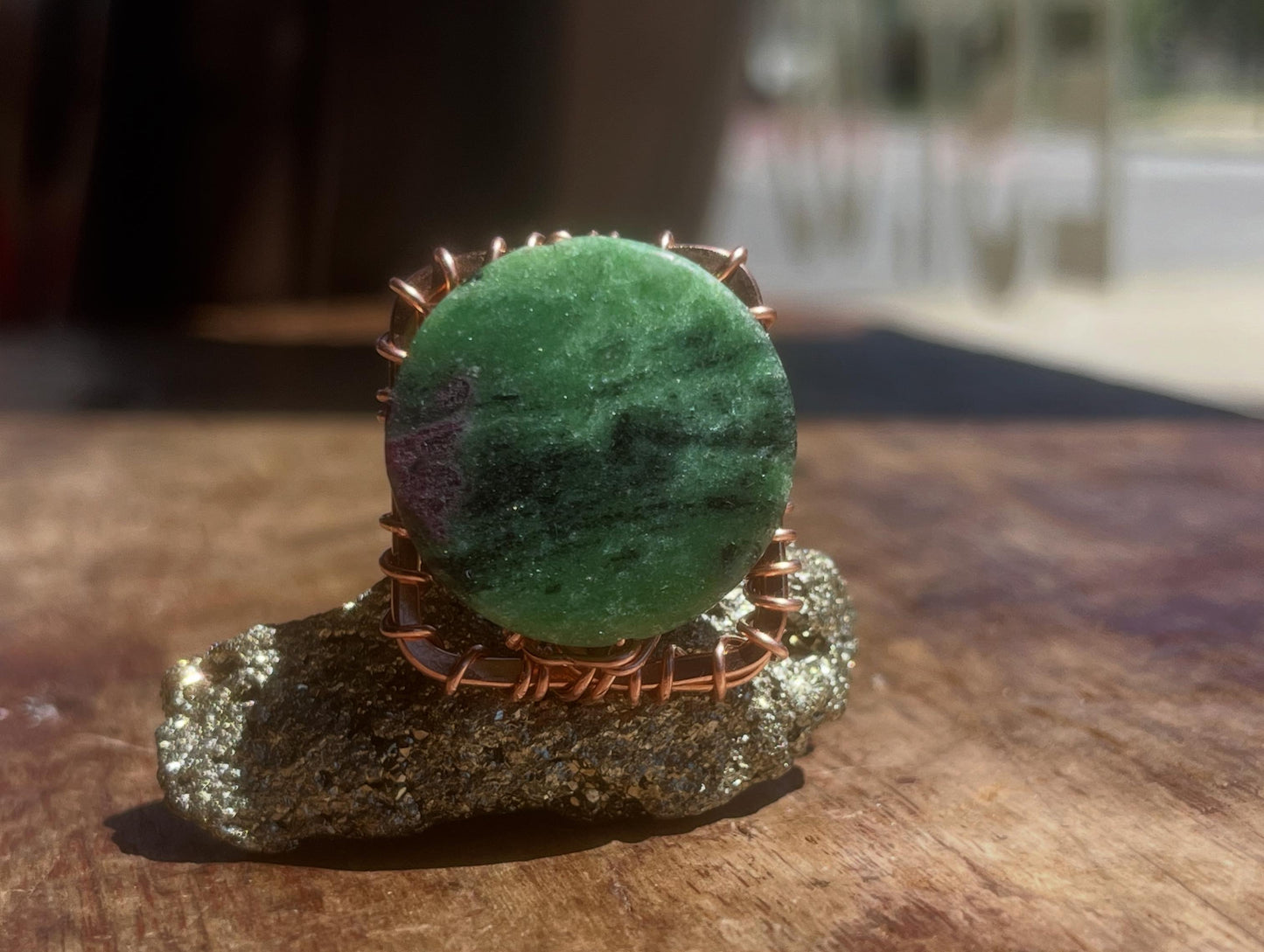 RUBY ZOISITE RING IN COPPER