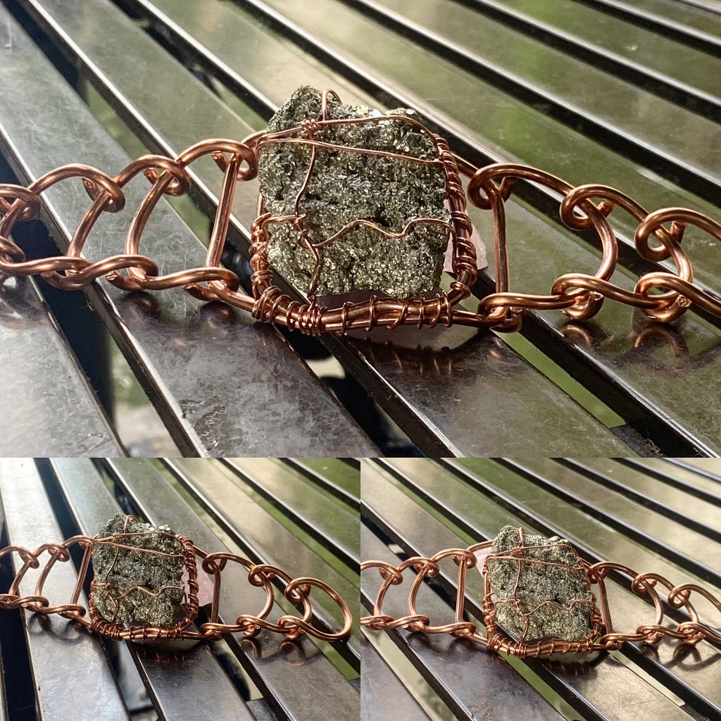 THICK COPPER+PYRITE ARCLINK BRACELET