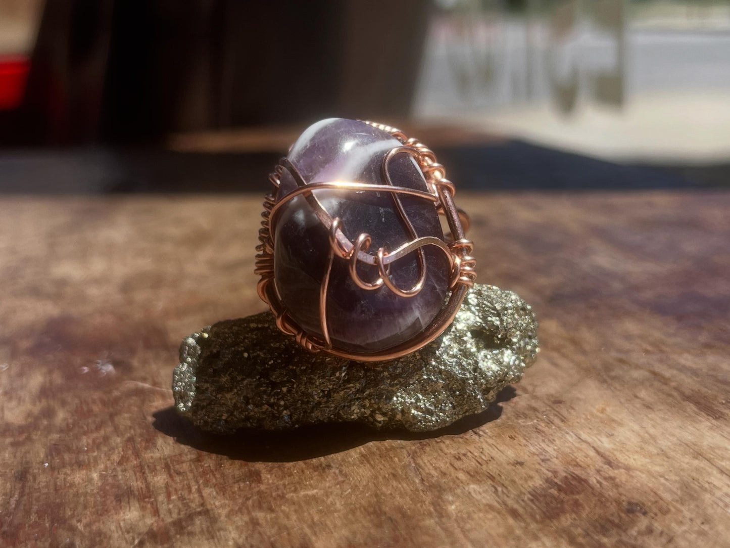 AMETHYST RING IN COPPER