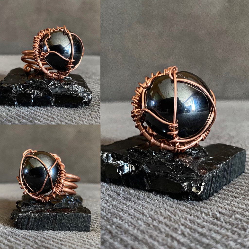 COPPER+MAGNETIC HEMATITE RING