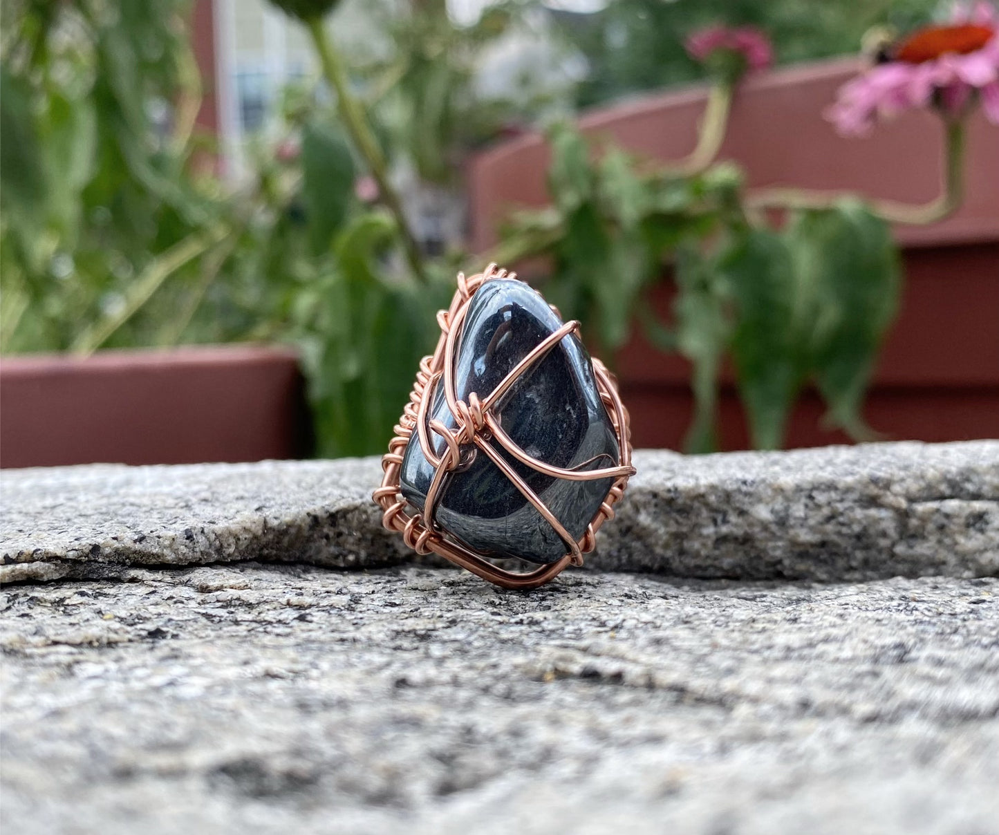 COPPER+HEMATITE RING