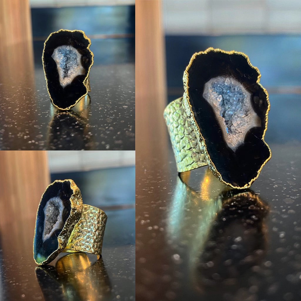 BRASS+AGATE RING