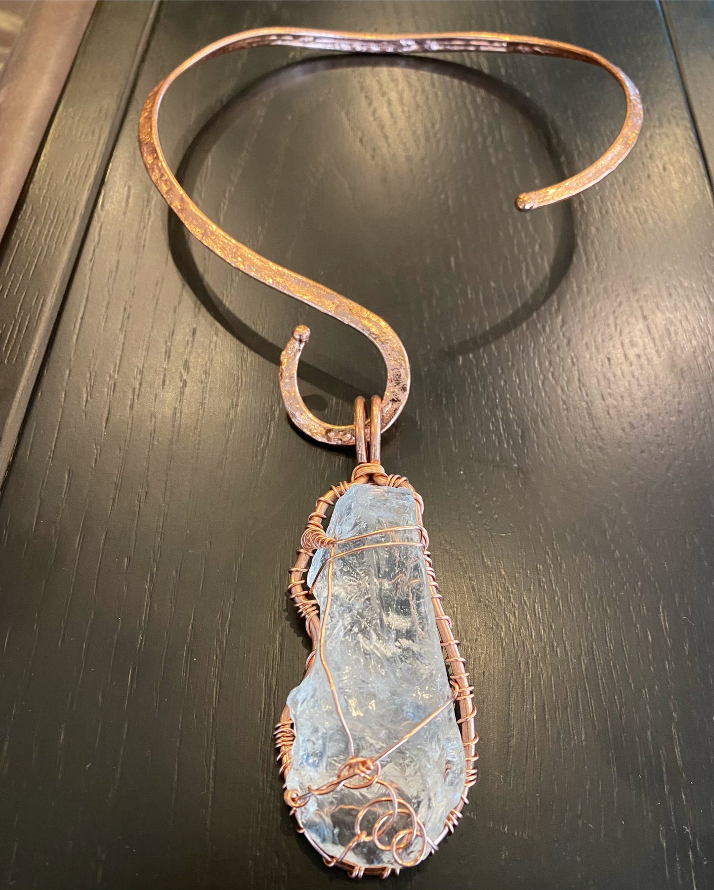 COPPER+CLEAR QUARTZ CHOKER NECKLACE
