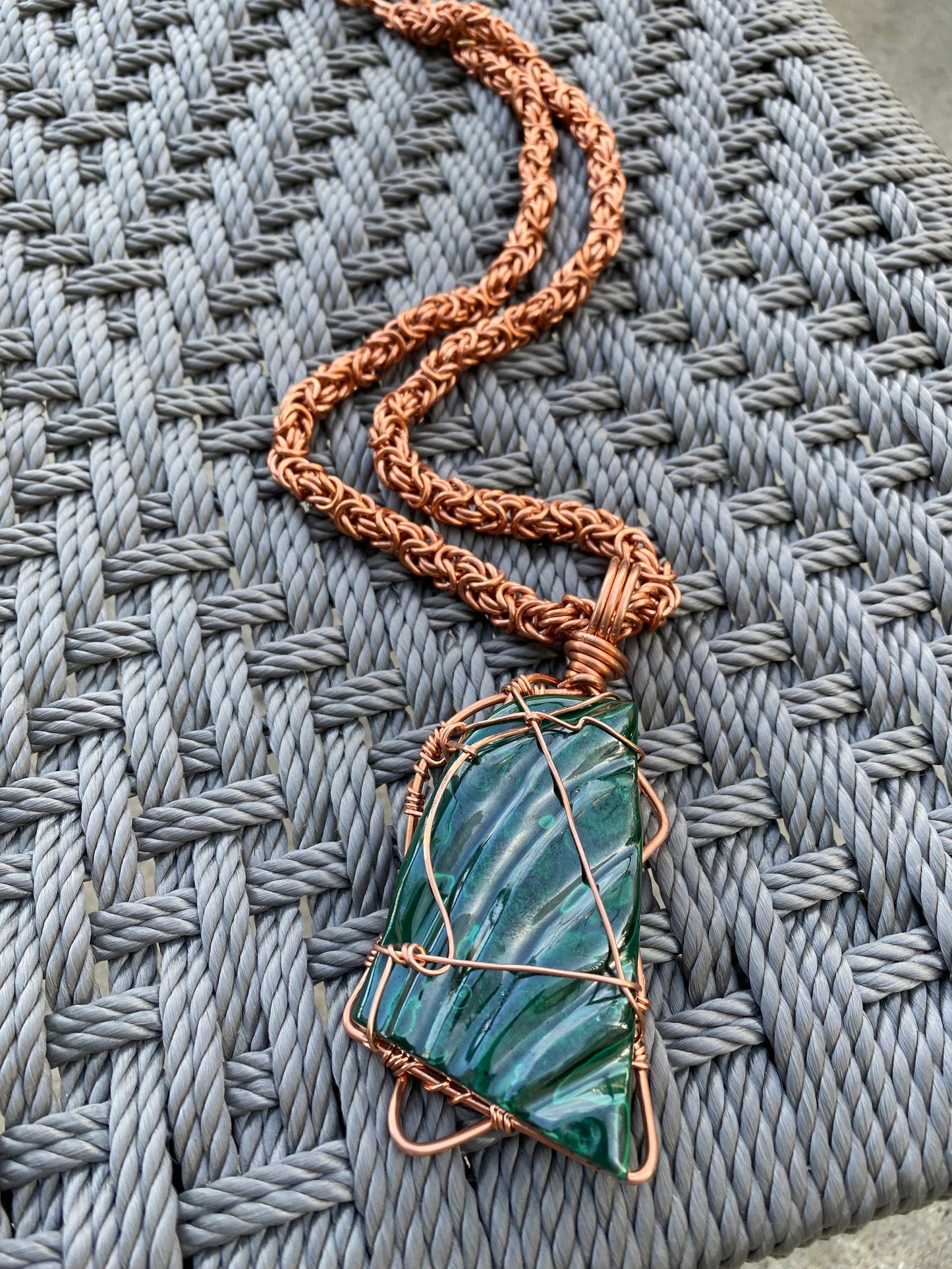 COPPER+MALACHITE BYZANTINE NECKLACE