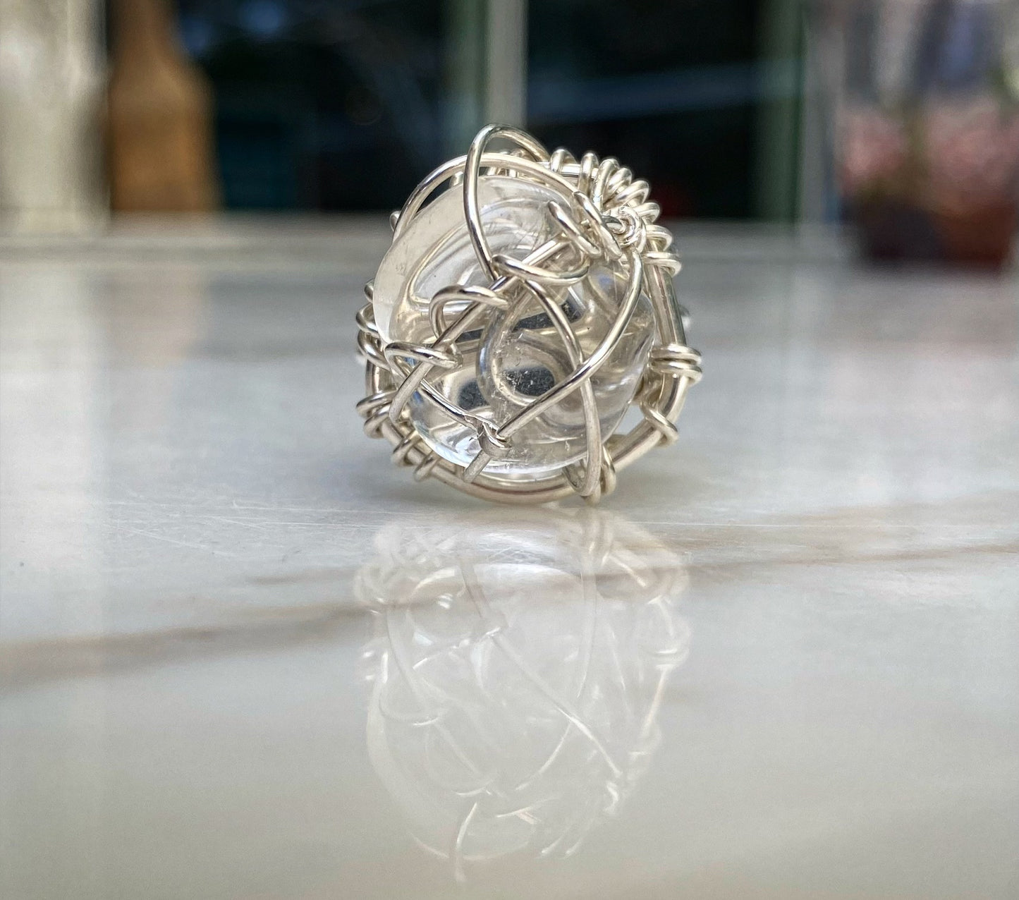 SILVER+CLEAR QUARTZ RING