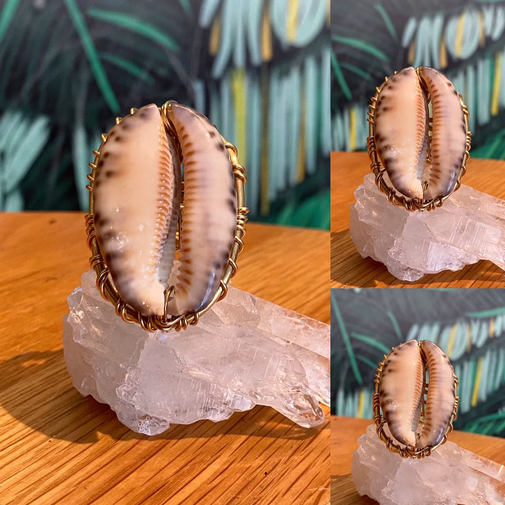 ✨PROSPERITY INDEED✨ HUGE COWRIE SHELL RING IN BRONZE
