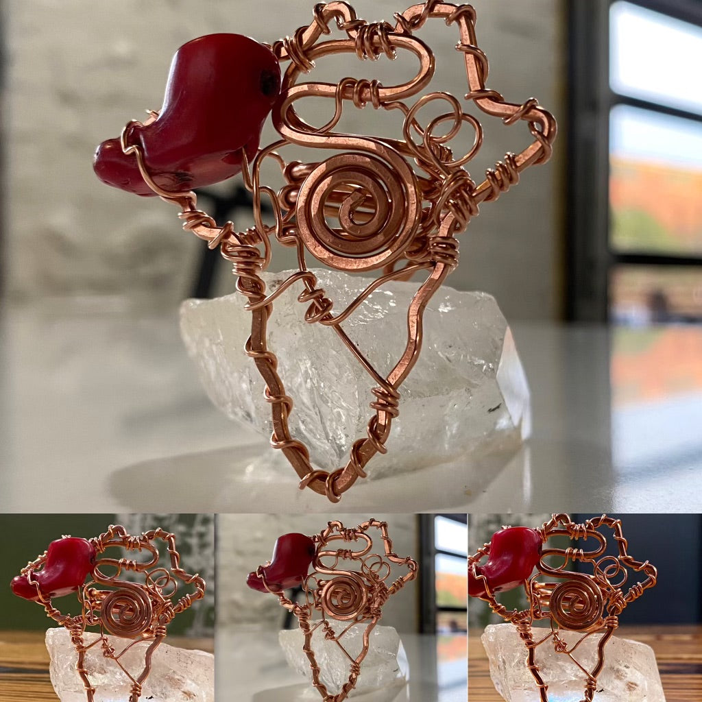 COPPER+RED CORAL ALKEBULAN RING
