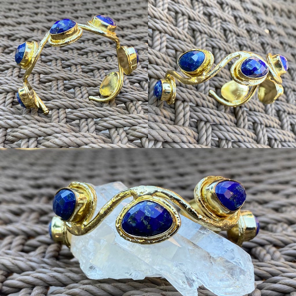 ✨BLUE JACARANDA✨ BRASS+LAPIS LAZULI CUFF BRACELET