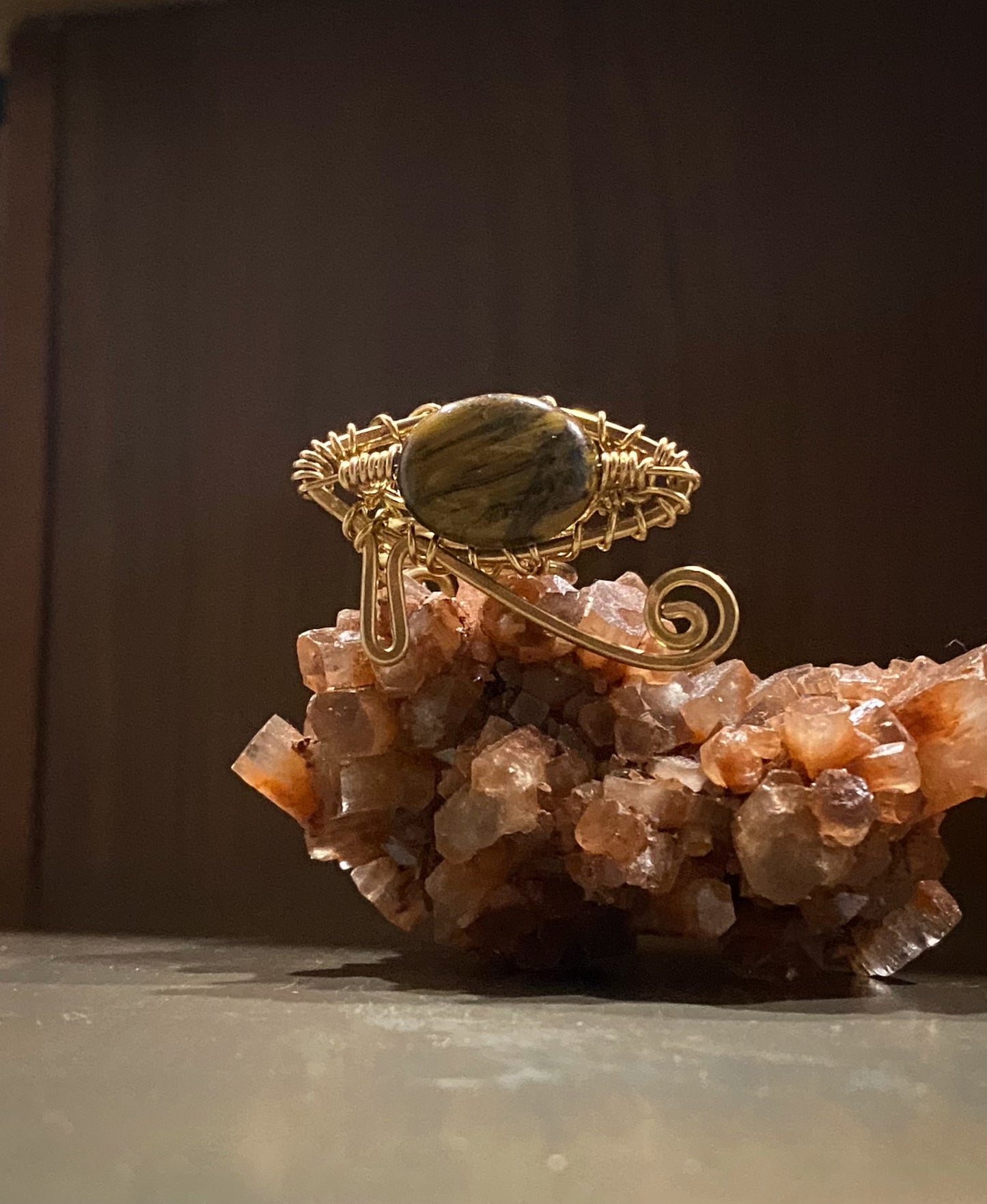 BRONZE+TIGERS EYE EYE OF HERU RING