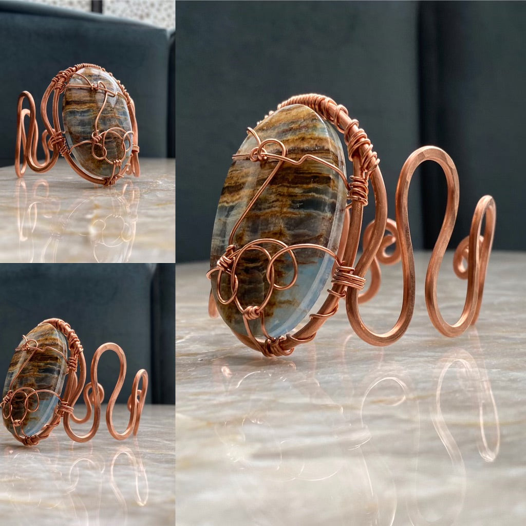 COPPER+SKY ONYX WAVE CUFF BRACELET