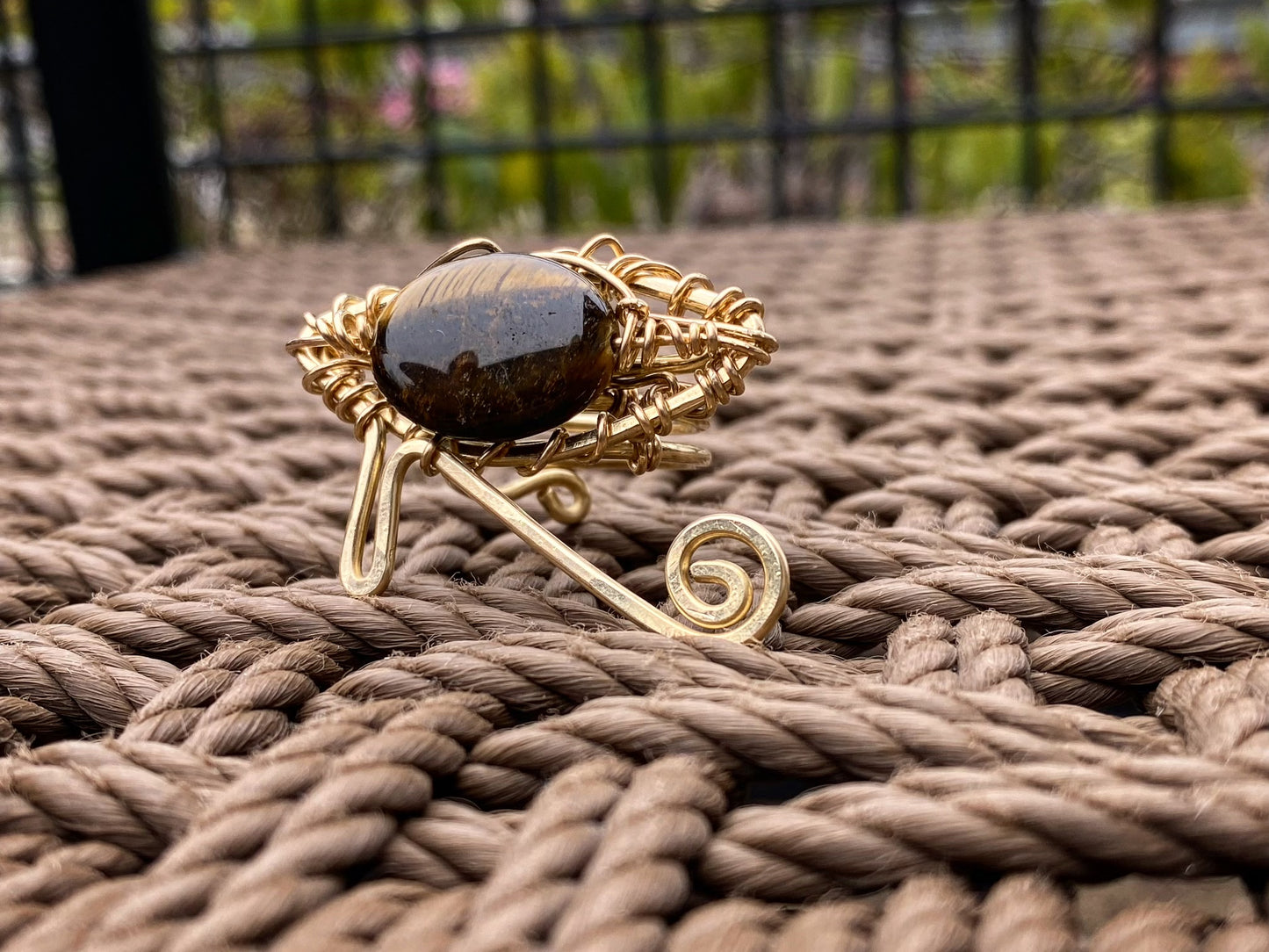 BRONZE+TIGERS EYE EYE OF HERU RING