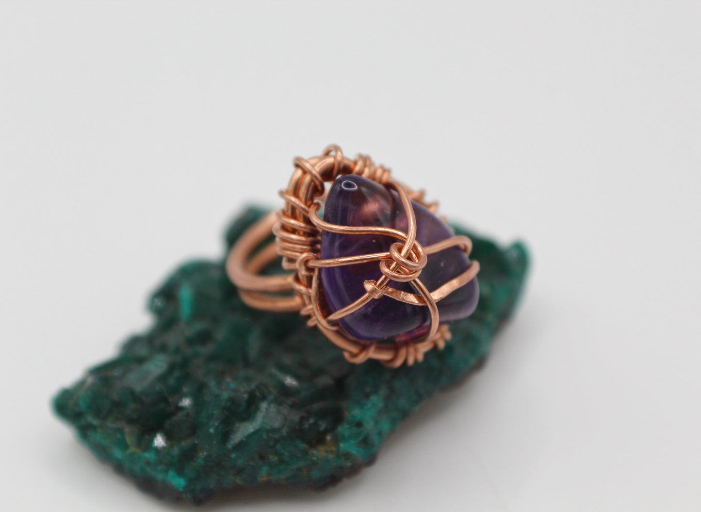 COPPER+AMETHYST RING
