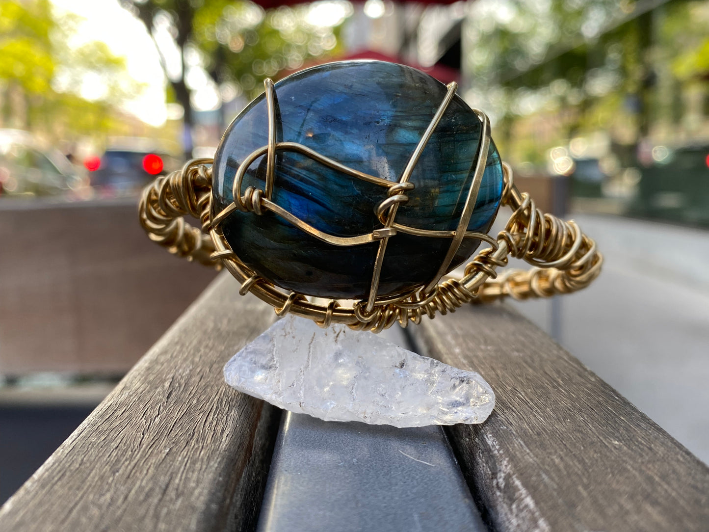 BRONZE+LABRADORITE CUFF BRACELET