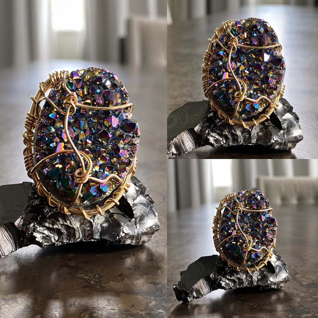 BRONZE+TITANIUM AMETHYST RING