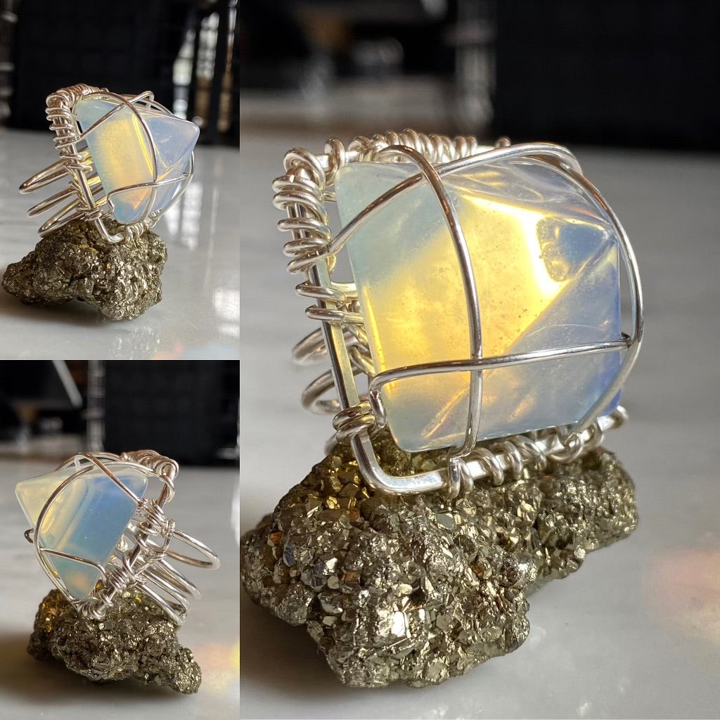 SILVER +OPALITE PYRAMID RING