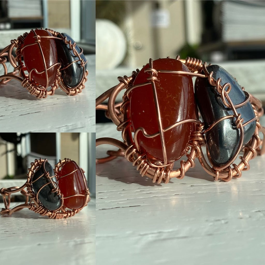 COPPER+CARNELIAN+ HEMATITE BRACELET