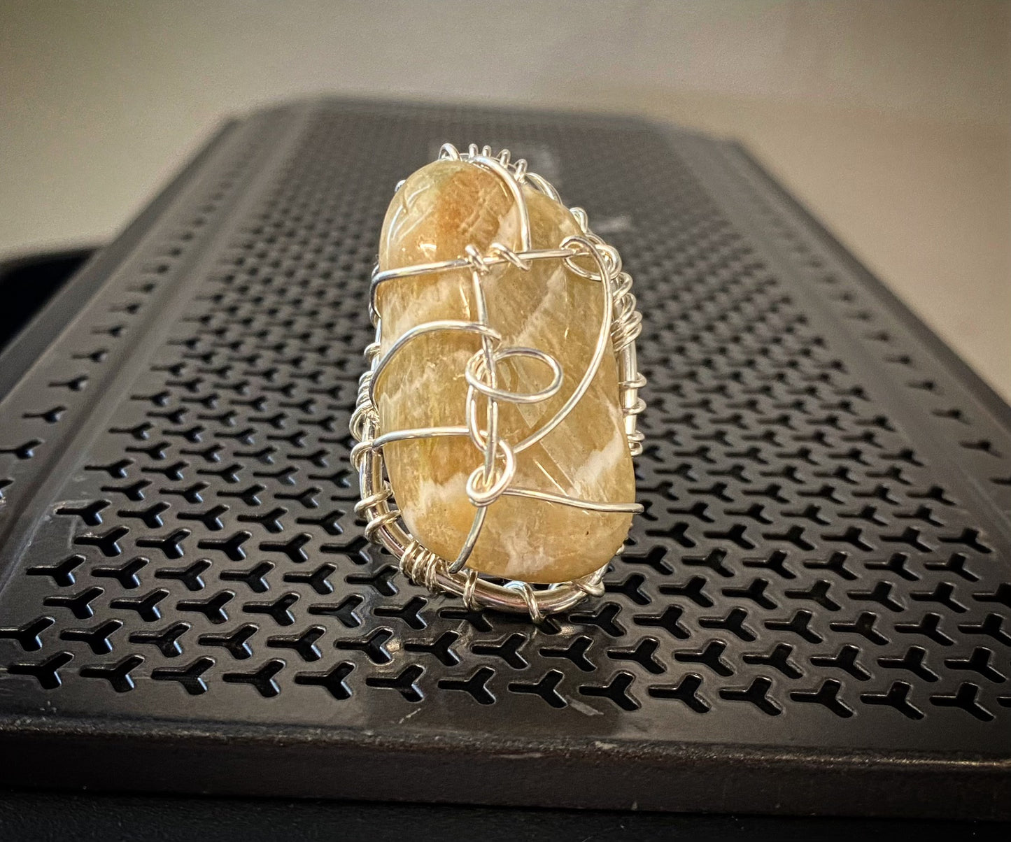 SILVER+PRASIOLITE RING