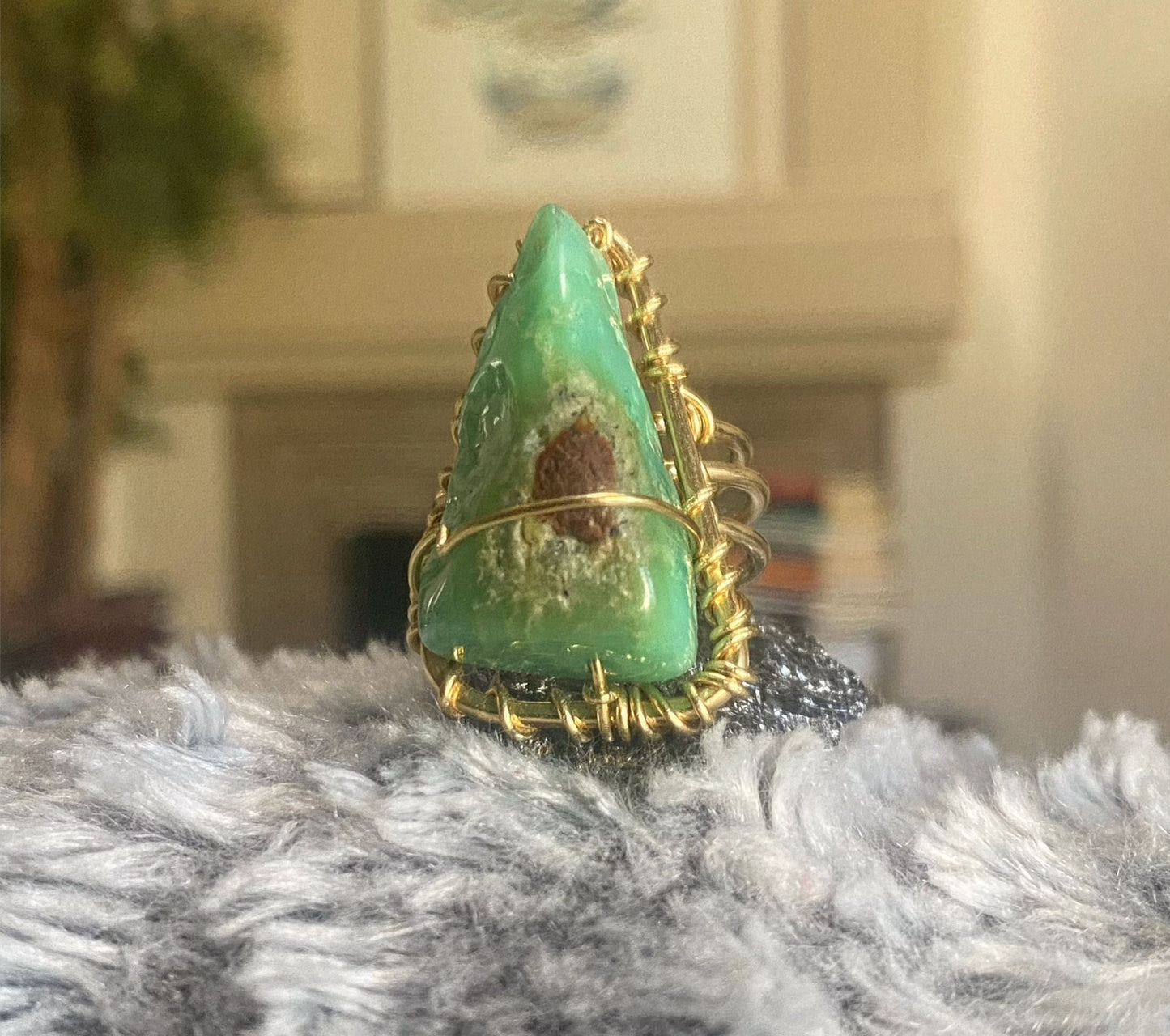 BRONZE+CHRYSOPRASE RING