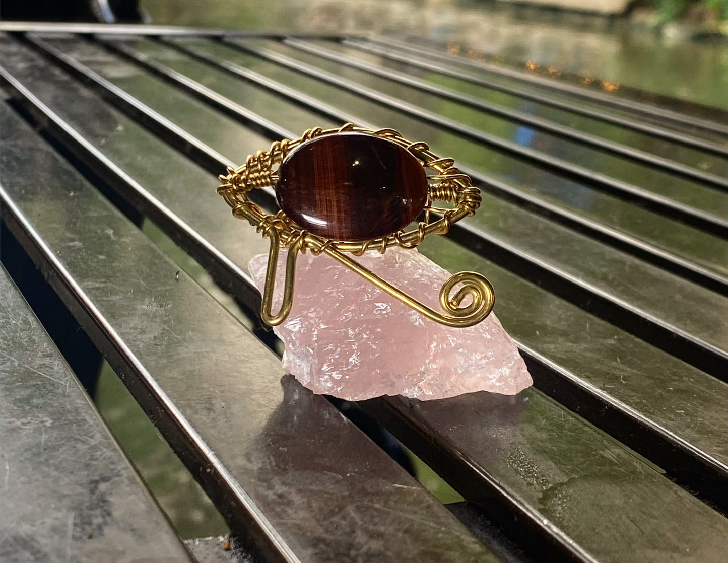 BRONZE+RED TIGERS EYE ☀️EYE OF HERU☀️RING