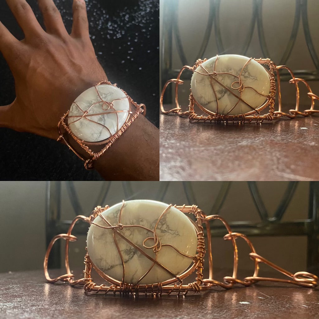 COPPER +HOWLITE ARC-LINK BRACELET