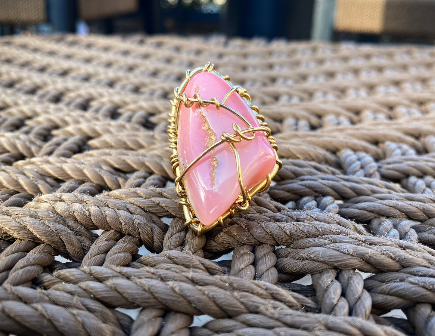 BRASS+PINK OPAL RING