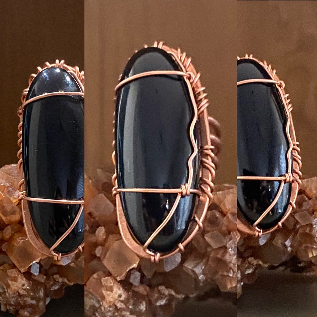 COPPER+OBSIDIAN RING