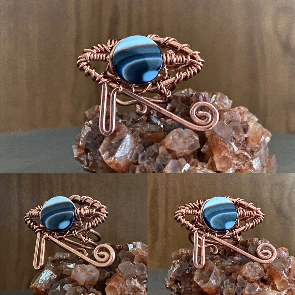 COPPER+ONYX/AGATE EYE OF HERU RING