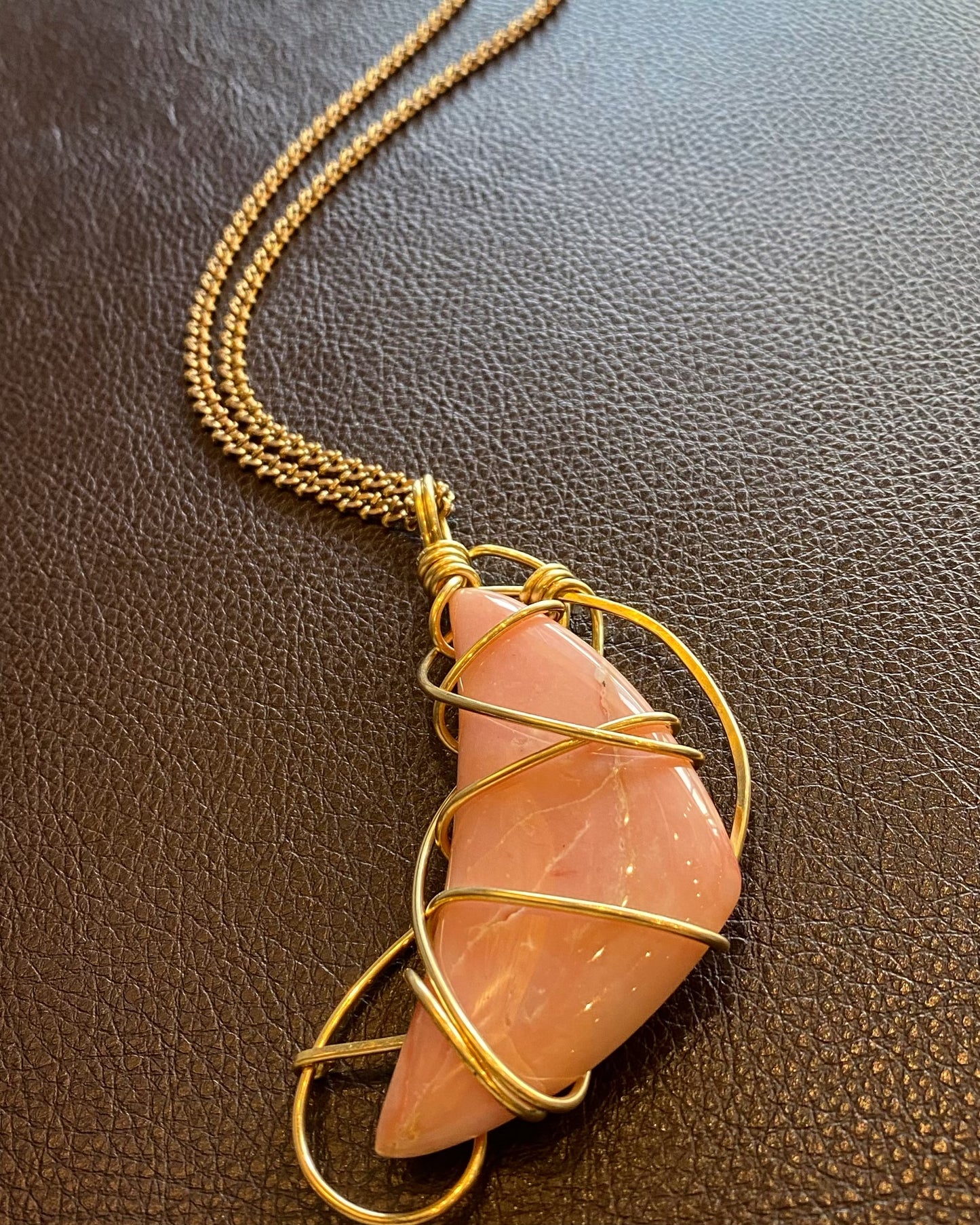 BRONZE+PINK OPAL NECKLACE