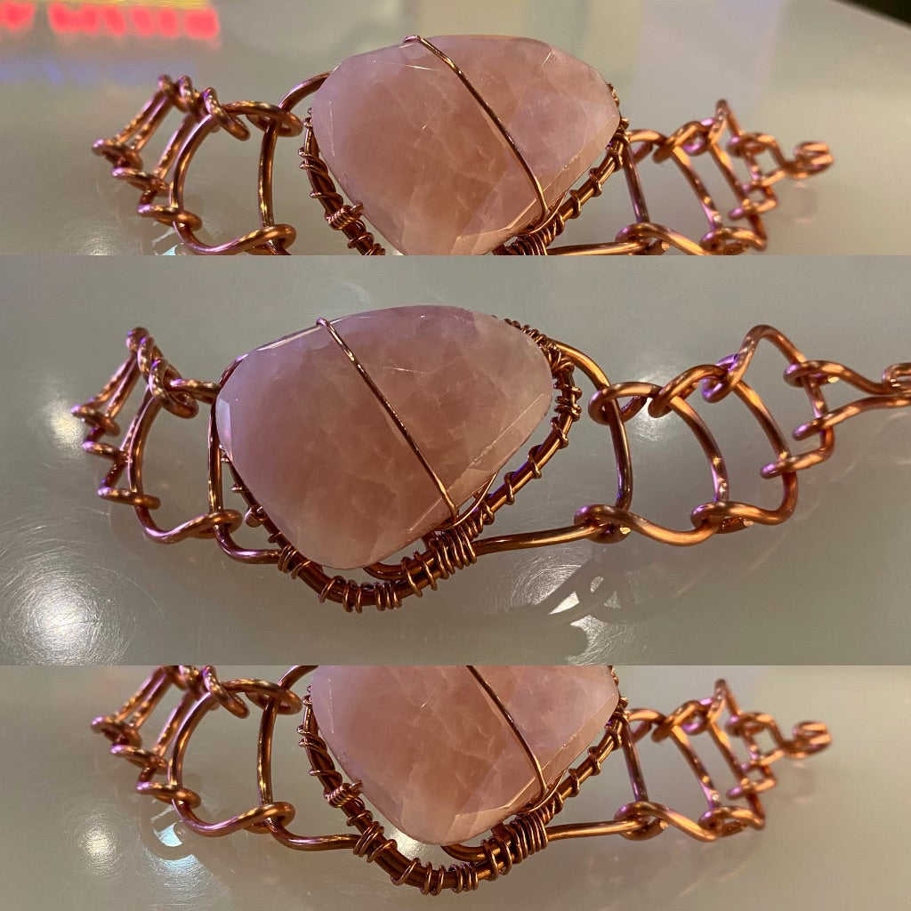 COPPER+ROSE QUARTZ ARCLINK BRACELET