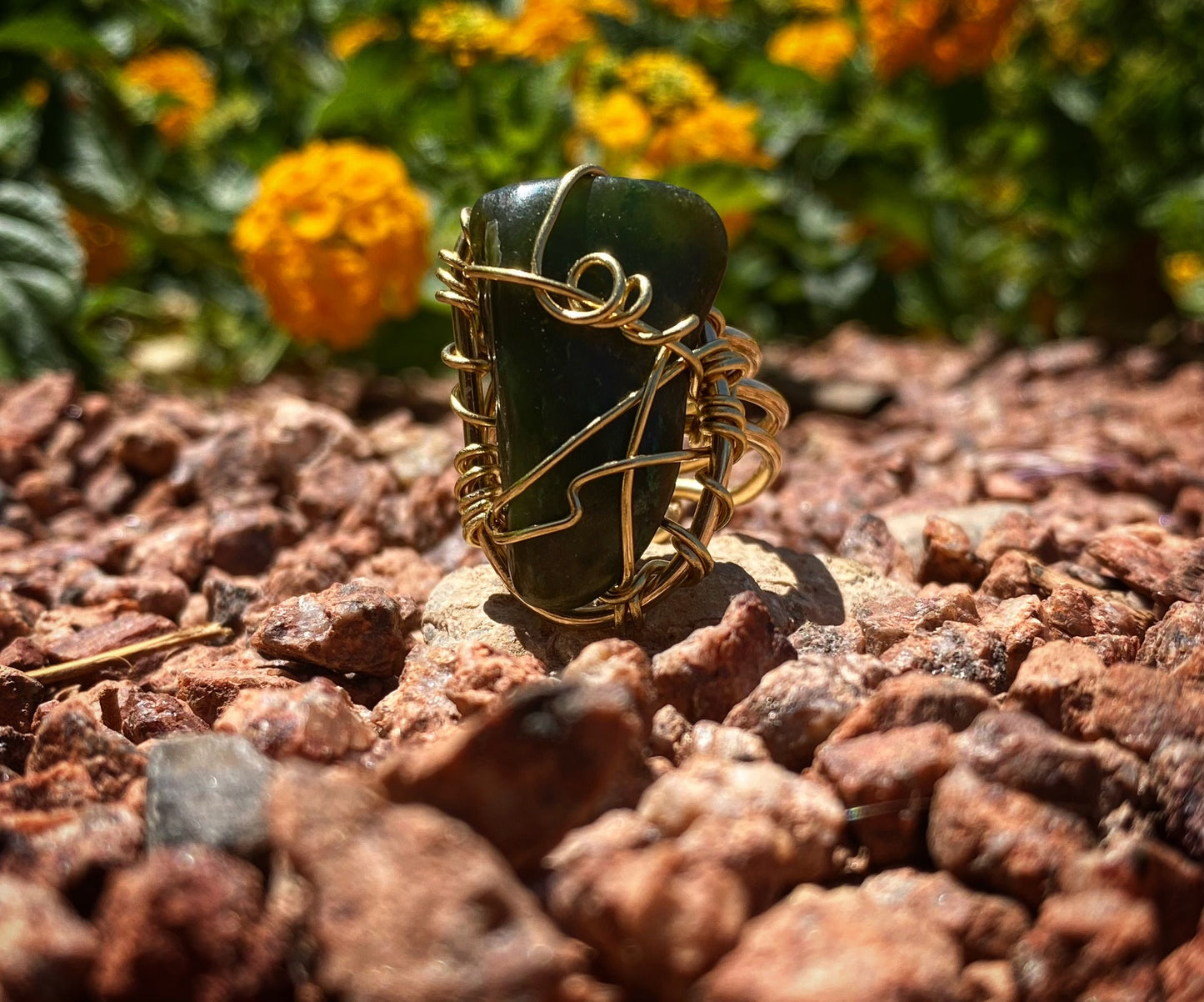 BRONZE+JADE RING